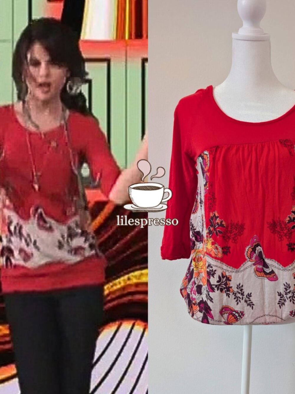 free people 3/4 sleeve butterfly top ASO alex russo wizards of waverly place (L)